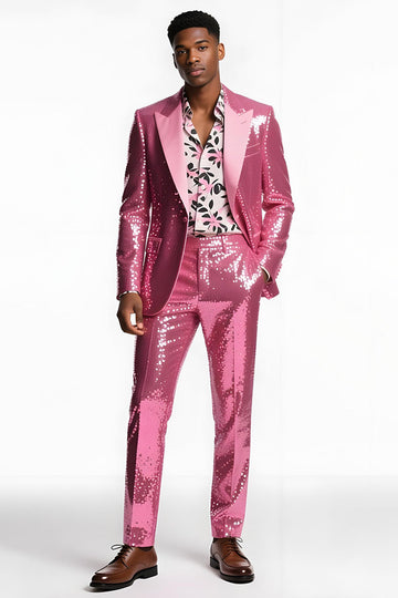 Glittrande rodnad Peak Kavajslag 2-delat Baldräkter för män